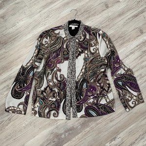 Chico's Purple/White Paisley Blazer Sz 3